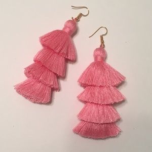 PINK FRINGE TASSEL EARRINGS